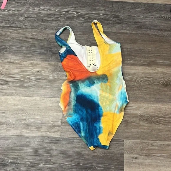 NWOT Venus cream yellow orange one piece swimsuit bathing suit cutouts 4 - Picture 8 of 10